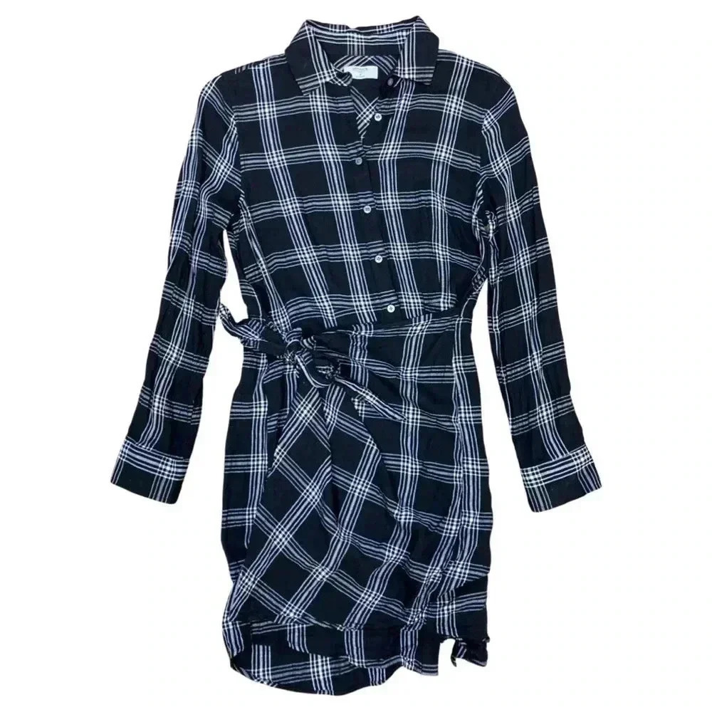UNTUCKIT black and white plaid TESSA SHIRT wrap DRESS size 2 - Picture 3 of 8